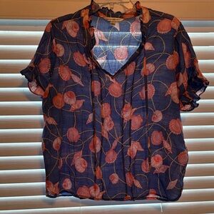 Counterparts Blue and Pink Floral Blouse